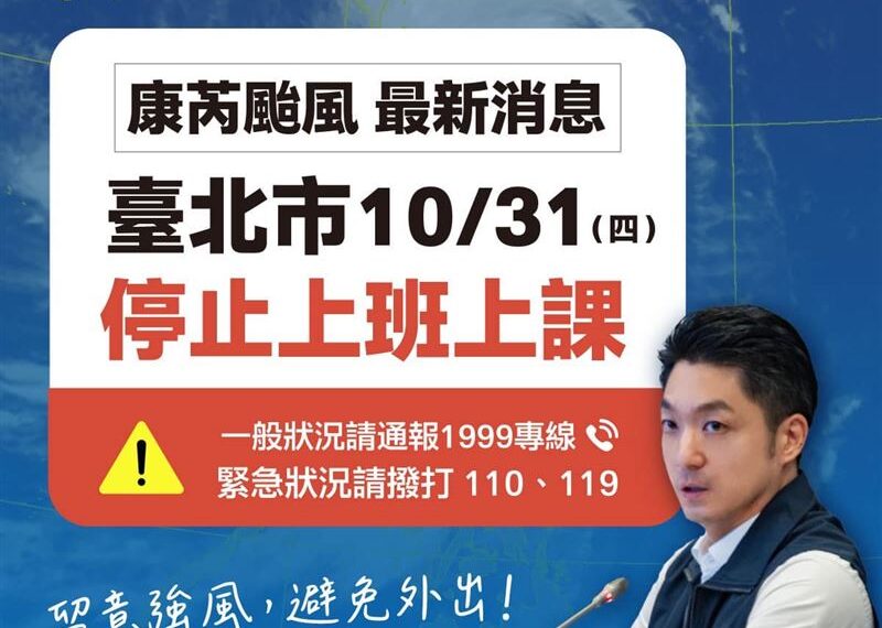 台灣新聞通訊社-台北市「未達停班課標準」放颱風假！蔣萬安臉書湧萬人讚：地表最帥男人