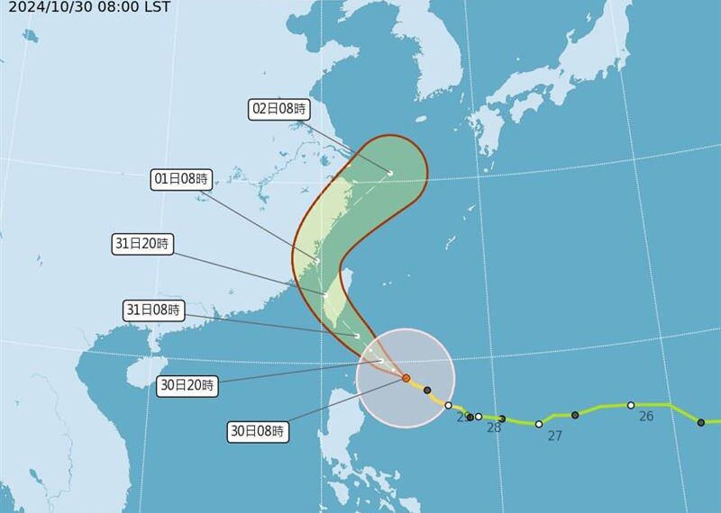 台灣新聞通訊社-颱風康芮逼近　估4天總雨量上看1200毫米