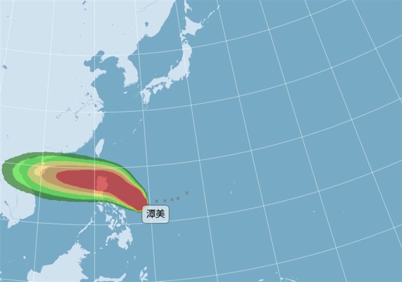 台灣新聞通訊社-潭美恐達中颱下限！暴風圈侵襲率曝　1走法「雨比不登陸影響大」