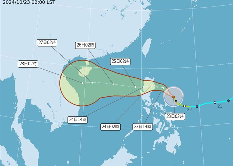 台灣新聞通訊社-周五有新颱風！東北季風襲「潭美共伴」挾豪雨　一圖看紫爆雨區