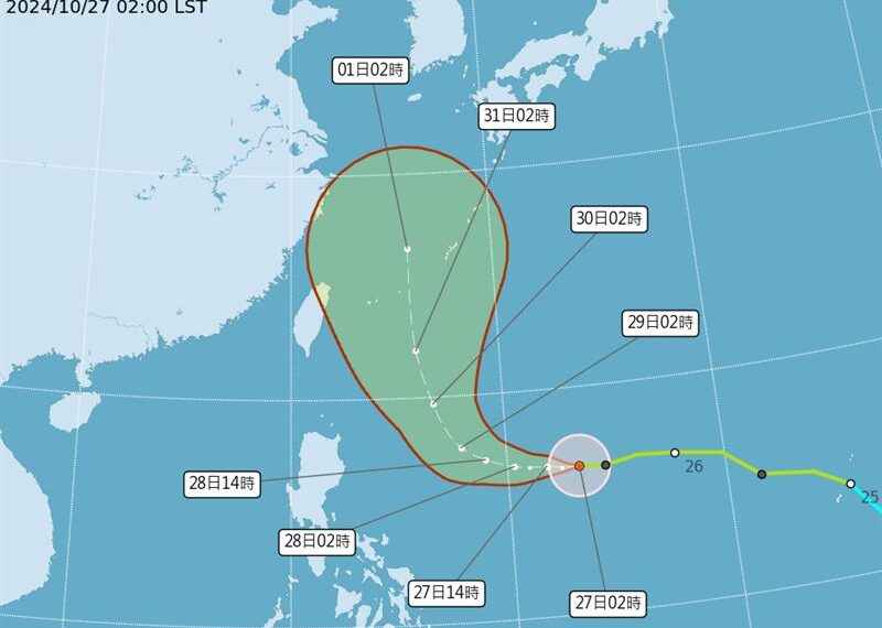 台灣新聞通訊社-康芮路徑明顯西修「非常靠近台灣」！專家示警又強又大：恐直接登陸