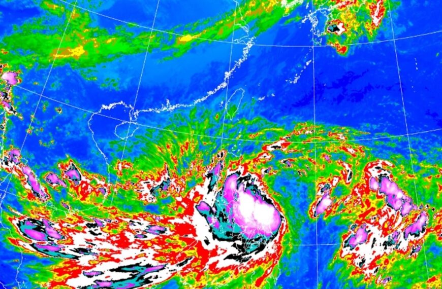 台灣新聞通訊社-潭美颱風發警報機率低　明暴風圈擴大「北東降雨紫爆」