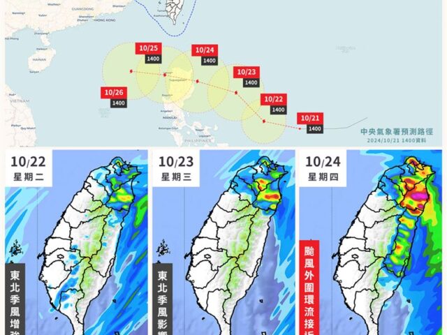 台灣新聞通訊社-颱風真的會侵台？「1張圖」揭本週天氣　台灣3地區恐受影響