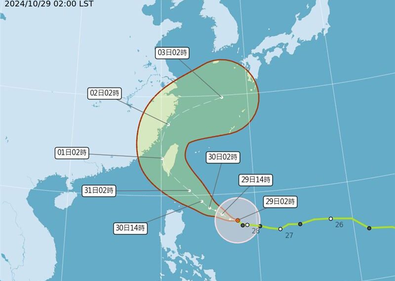 台灣新聞通訊社-康芮穿心「影響台灣最劇」時間曝！紫爆豪雨熱區出爐　東半部當心了