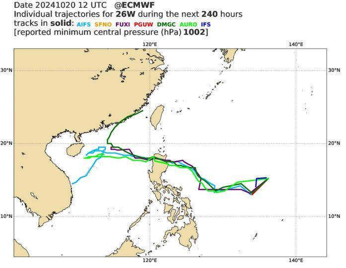 台灣新聞通訊社-準潭美路徑明顯南修　東北部恐有共伴降雨