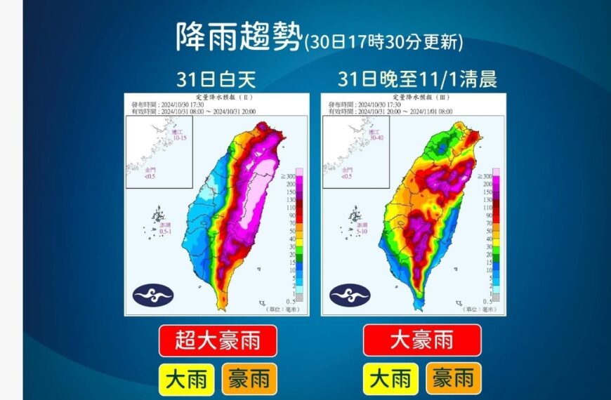 台灣新聞通訊社-強颱康芮進逼水位上升 直潭壩、青潭堰晚間調節性放水