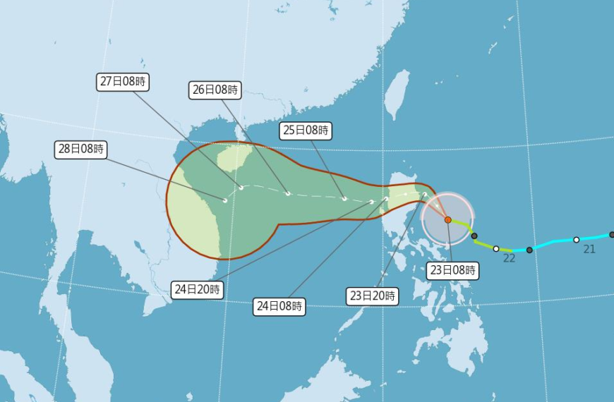 台灣新聞通訊社-康芮暴風圈壟罩「新北以南」 超大豪雨增台中市山區