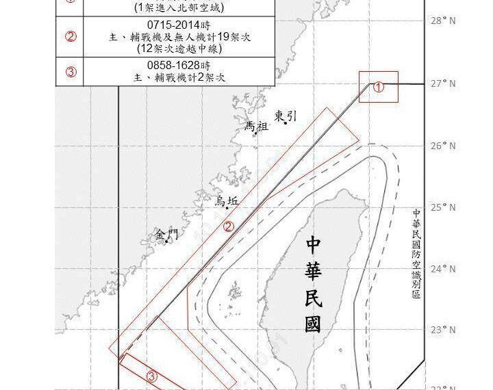 台灣新聞通訊社-30共機艦擾台 15架次越中線