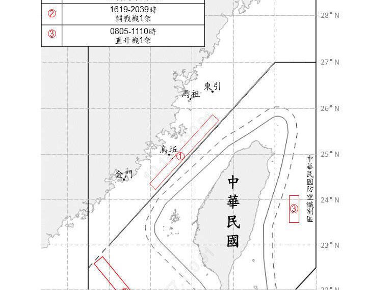 台灣新聞通訊社-中共6架次軍機擾台 2架次逾越台灣海峽中線