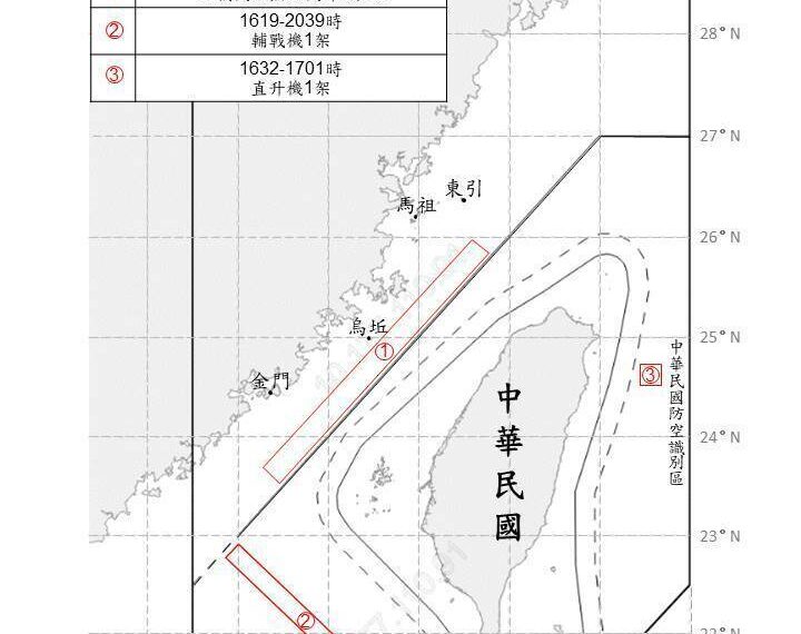 台灣新聞通訊社-中共7架次軍機擾台 2架次逾越台灣海峽中線