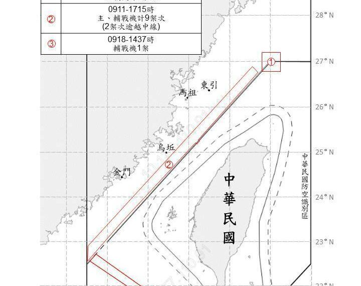 台灣新聞通訊社-20共機艦擾台 1輔戰機繞南台灣至太平洋