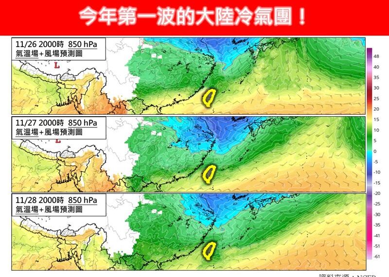 台灣新聞通訊社-冷空氣即將南潰！「最冷探11度」專家示警了　第二波冷氣團接力時間曝