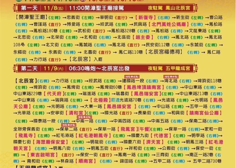 台灣新聞通訊社-粉紅超跑南下！11/8白沙屯媽、五甲媽鳳山三日遶境