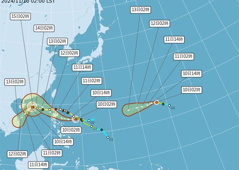 台灣新聞通訊社-三颱並立！下周「天兔」可能接力生成　明天雨變多地區曝