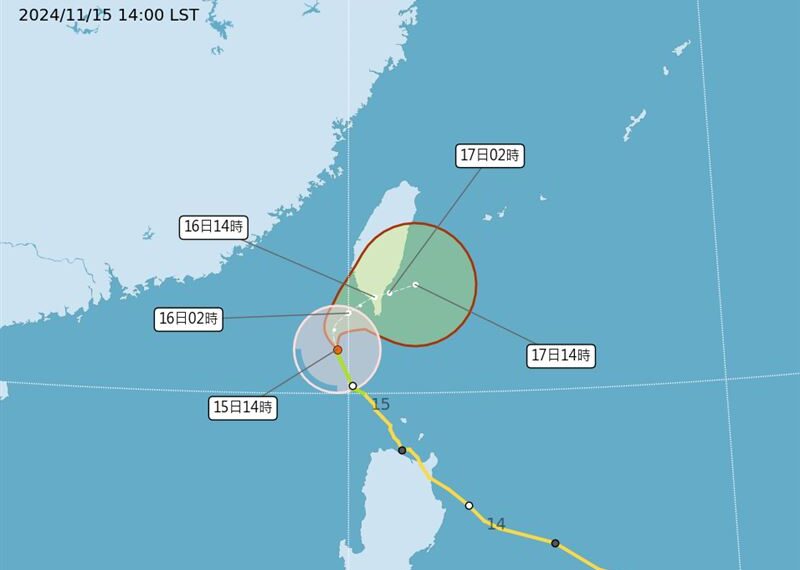 台灣新聞通訊社-天兔颱風暴風圈將觸陸！今晚高屏風雨來襲　4縣市慎防大雨