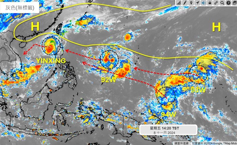 台灣新聞通訊社-4熱帶擾動排排站！專家揭未來2路徑　台灣恐在「轉向區域」