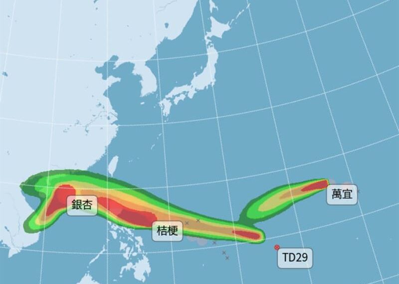 台灣新聞通訊社-氣象署：颱風天兔最快晚間生成　11月4颱並存史上首次