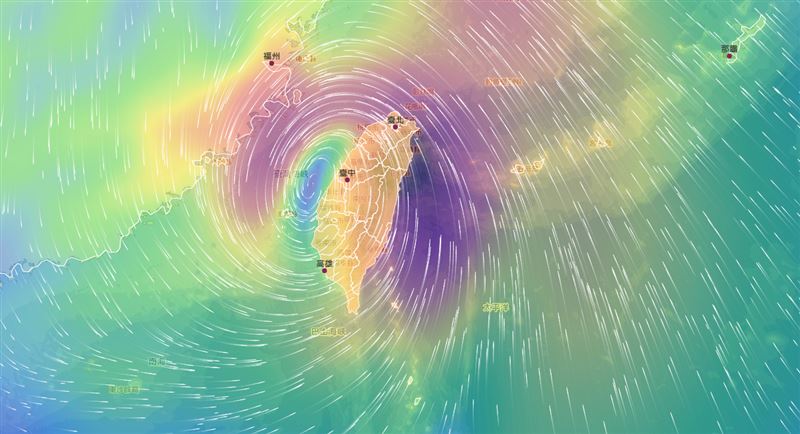 台灣新聞通訊社-康芮5小時離台！中心出海暴風圈仍籠罩　暴風圈侵襲率「17地仍達100%」