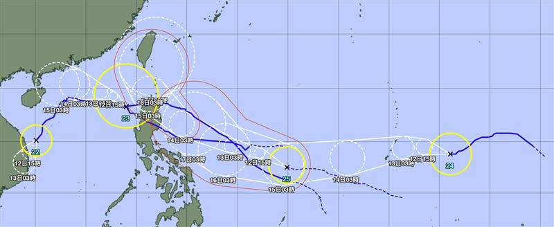 台灣新聞通訊社-天兔颱風恐直逼台灣！各國路徑出爐一次看　超罕見11月4颱並存