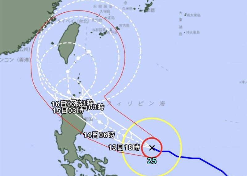 台灣新聞通訊社-天兔颱風路徑東修強度增！日氣象廳估17日穿越「這2地」