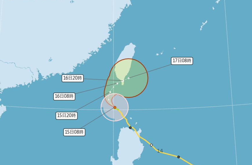 台灣新聞通訊社-天兔颱風進逼 陸警增台東 暴風圈進入台灣南方近海