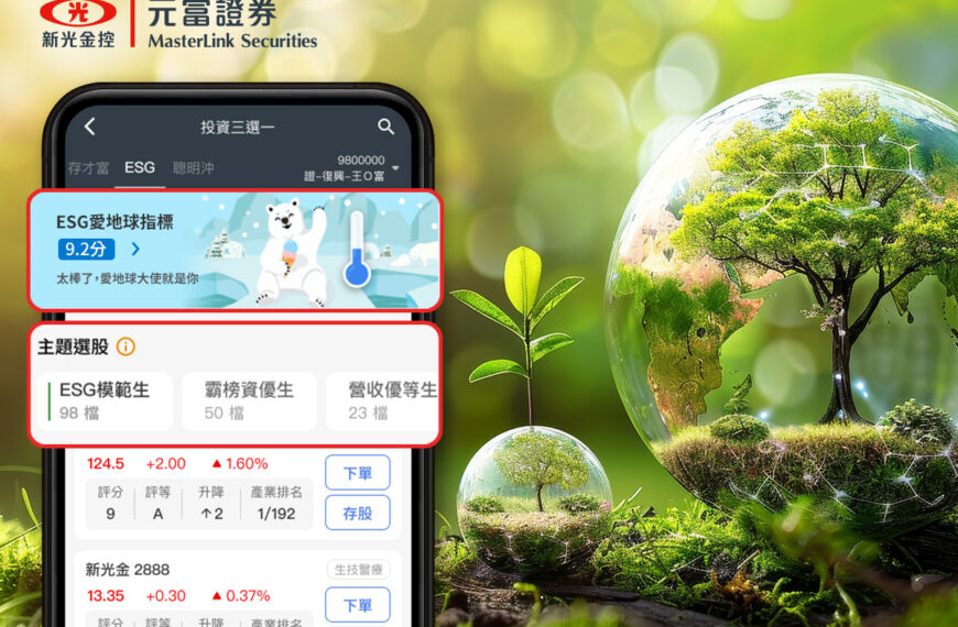 台灣新聞通訊社-元富證券好富投 APP 全新推出 ESG 主題選股及庫存 ESG 評鑑