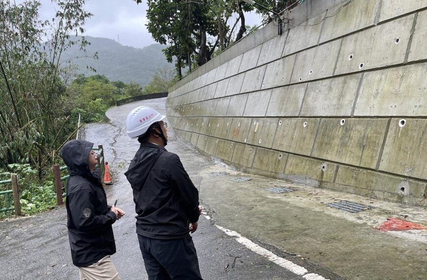 台灣新聞通訊社-貢寮吉林國小路段上邊坡龜裂位移 復建保安全