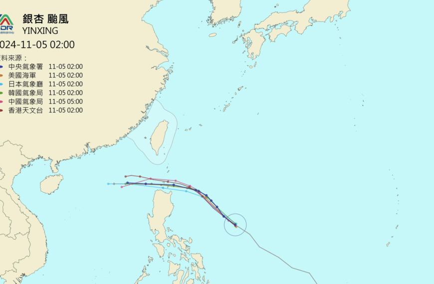 台灣新聞通訊社-銀杏颱風最新路徑預測曝 賈新興：今起至12月中旬宜蘭異常降雨