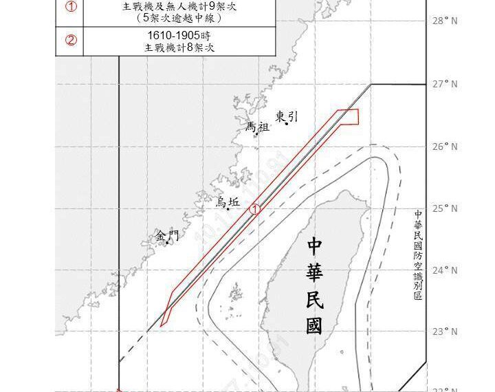 台灣新聞通訊社-22共機艦擾台 5架次越中線