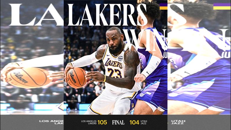 台灣新聞通訊社-NBA／還是靠詹姆斯！剩42秒致勝拋投　湖人1分險勝爵士