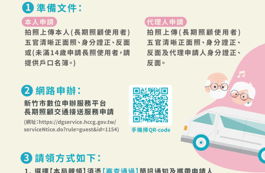 台灣新聞通訊社-便民再升級 竹市12月起推出長照交通接送線上申請服務