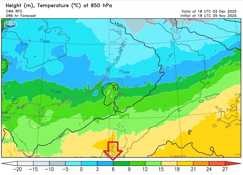 台灣新聞通訊社-首波冷氣團要來了！最冷時間曝光　鄭明典亮一圖示警
