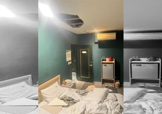台灣新聞通訊社-旅館天花板崩落、水泥塊砸傷男！隔天賠小紅包了事　妻子怒炸：瞎爆了