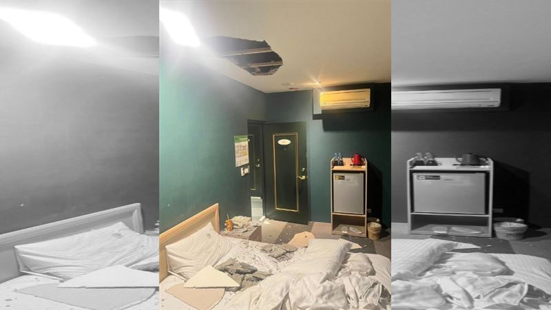 台灣新聞通訊社-旅館天花板崩落、水泥塊砸傷男!隔天賠小紅包了事 妻子怒炸:瞎爆了
