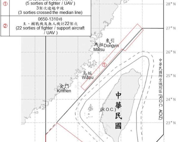 台灣新聞通訊社-今25架次共機「越台海中線」擾台　國軍嚴密監控