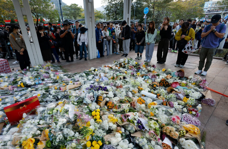 台灣新聞通訊社-香港大火後男子網上發起聯署要求追究責任 遭警方逮捕