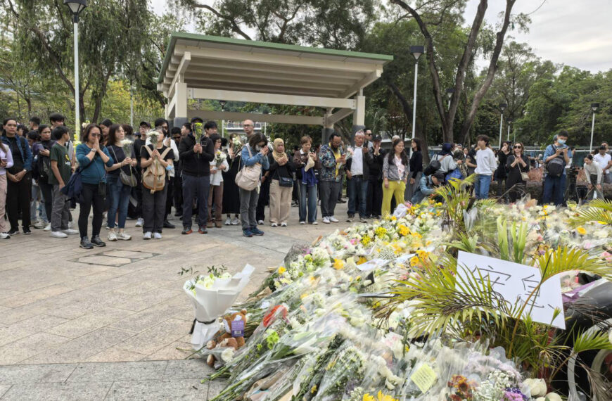 台灣新聞通訊社-遇火瞬間引燃…香港宏福苑大火「陸製防護網」引質疑 查不到檢測報告