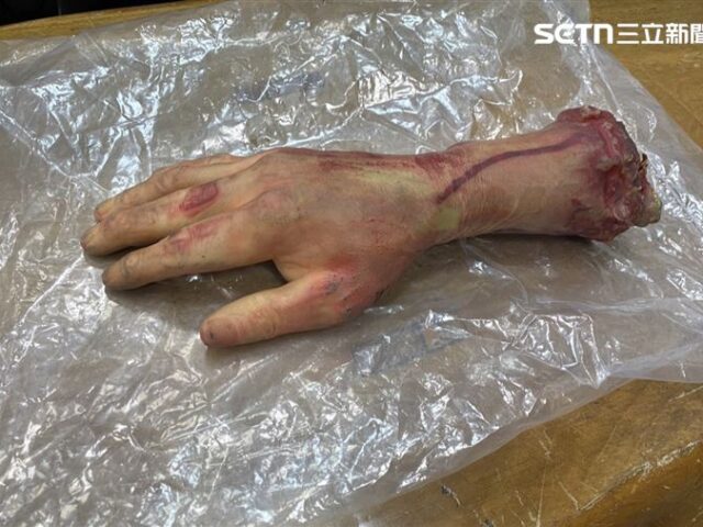 台灣新聞通訊社-血淋淋斷掌掉台中街頭已發黑　警驚揭真相「是道具」仍違反社維法開罰