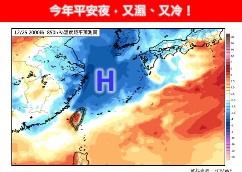 台灣新聞通訊社-週末「全台變天有雨」狂下48小時!這幾區能追雪 專家:平安夜又濕又冷