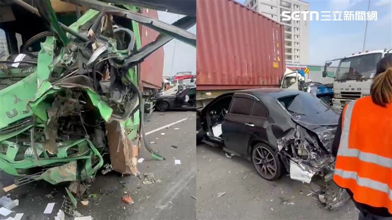 台灣新聞通訊社-快訊／國10重大車禍！大小7車「擠扁剖肚」至少釀6傷…急封路