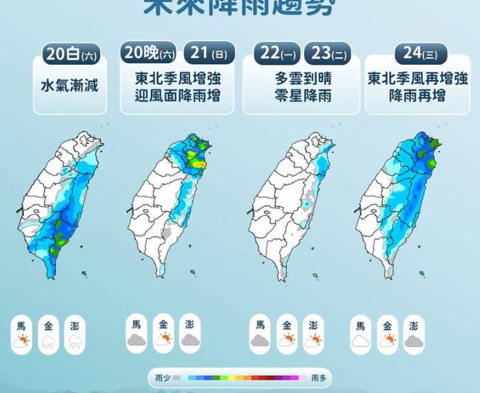 台灣新聞通訊社-雙重冷空氣將至！恐連濕冷4天「最凍12度」　降雨熱區一次看