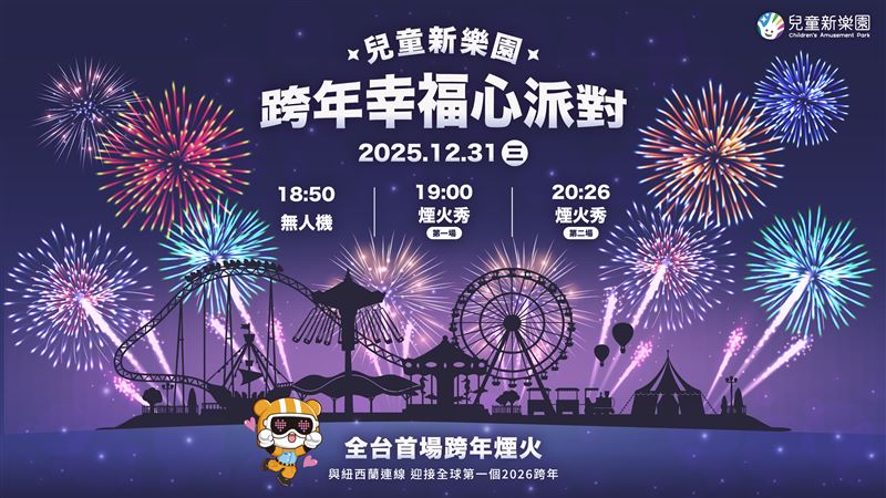 台灣新聞通訊社-小孩跨年撐不到半夜？「1地點」8點放煙火、無人機大秀　家長推爆