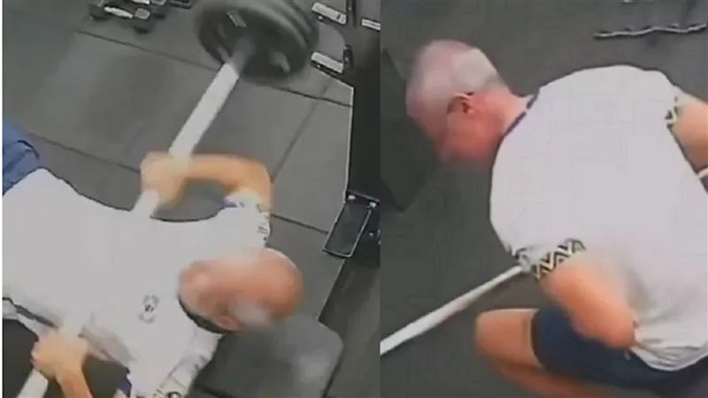 台灣新聞通訊社-館長健身「沒拿好槓鈴」重擊胸口身亡！起身幾秒內倒地　監視器畫面曝