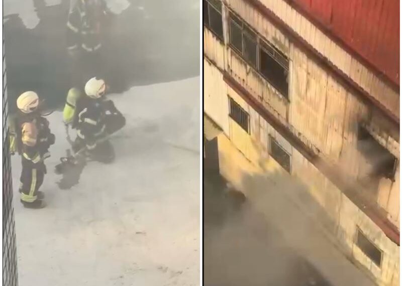 台灣新聞通訊社-桃園月子餐中央廚房大火!濃煙竄天如超巨蕈菇雲 「2大2小」驚險救出