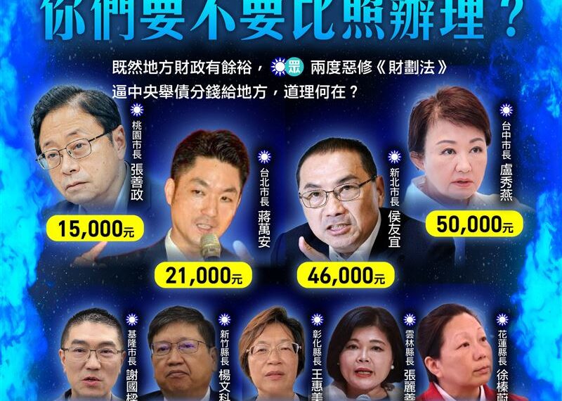 台灣新聞通訊社-嘉義市要普發6000 民進黨:證明藍白修《財劃法》逼中央舉債分錢沒道理