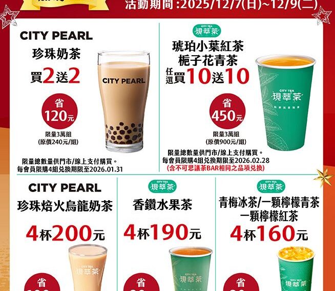 台灣新聞通訊社-7-11咖啡買12送12、全家茶飲買1送1！　珍奶也有買2送2