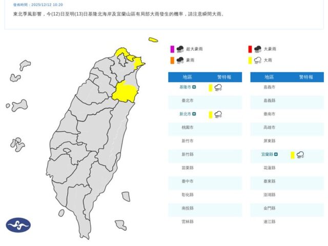 台灣新聞通訊社-快訊／雨彈開炸！「3縣市」大雨特報　一路下到明天
