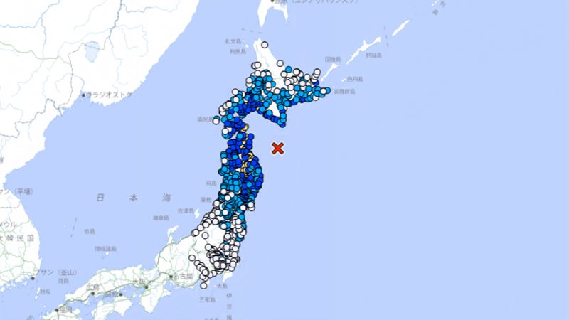 台灣新聞通訊社-快訊/日本又震了!青森外海規模6.7強震 氣象廳發布「海嘯注意報」