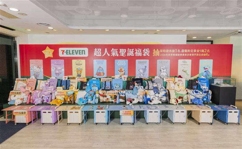 台灣新聞通訊社-7-11聖誕福袋今開搶！9大人氣IP助陣　再抽黃金、保時捷