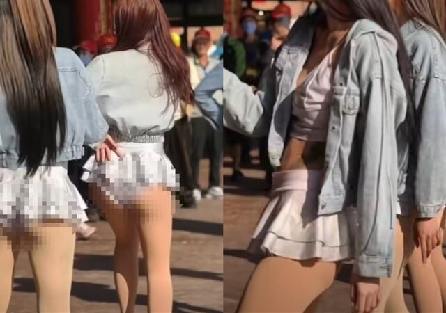 台灣新聞通訊社-迷你裙遮不住！廟會辣妹熱舞「白色底褲全露出」　21秒片瘋傳